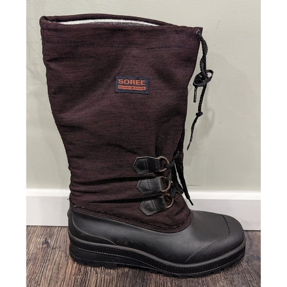 SOREL Kaufman Canada Snowcap Boots Burgundy Tall Insulated Liner Size 9 - Picture 4 of 12